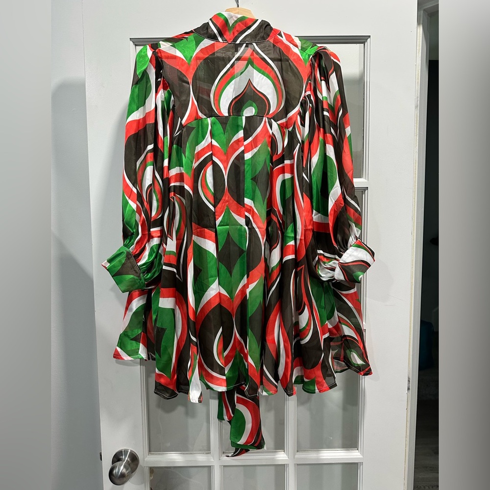 Multicolor Abstract Patterned Women's Oversized T… - image 2